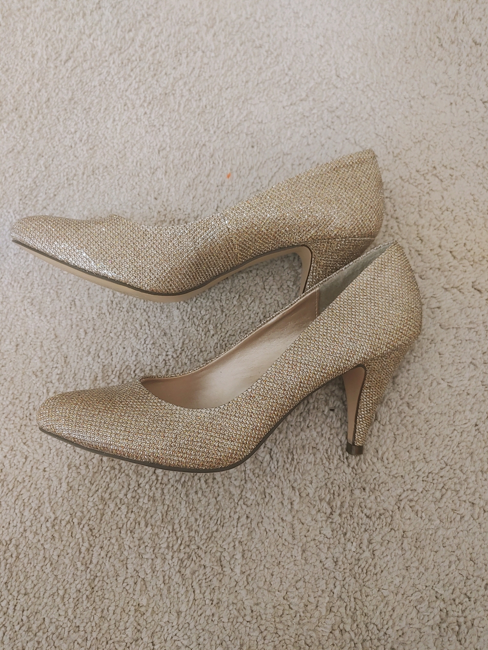 Call It Spring Metallic Gold Textured Pointed-Toe Heels - Picture 2 of 4
